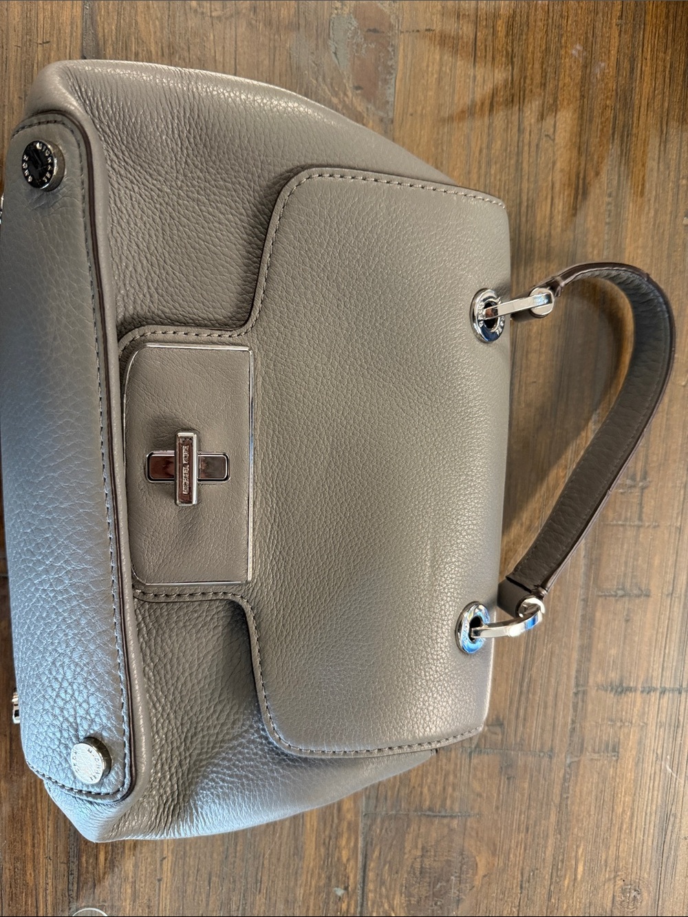 MICHAEL KORS Gray Leather Shoulder Bag with Silver Hardware- one small scratch